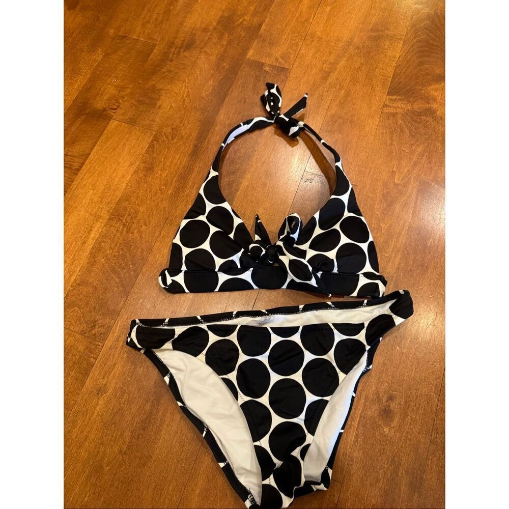 Y2K Victoria’s Secret Black White Polka Dot Bikini Set Halter Top XS Bottoms M